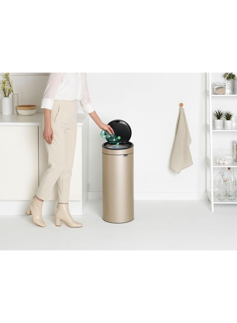 Brabantia 30L Kitchen Touch Bin – Soft-Touch Open, Removable Lid, Easy Clean with Free Bin Bags, Metallic Gold - Image 2
